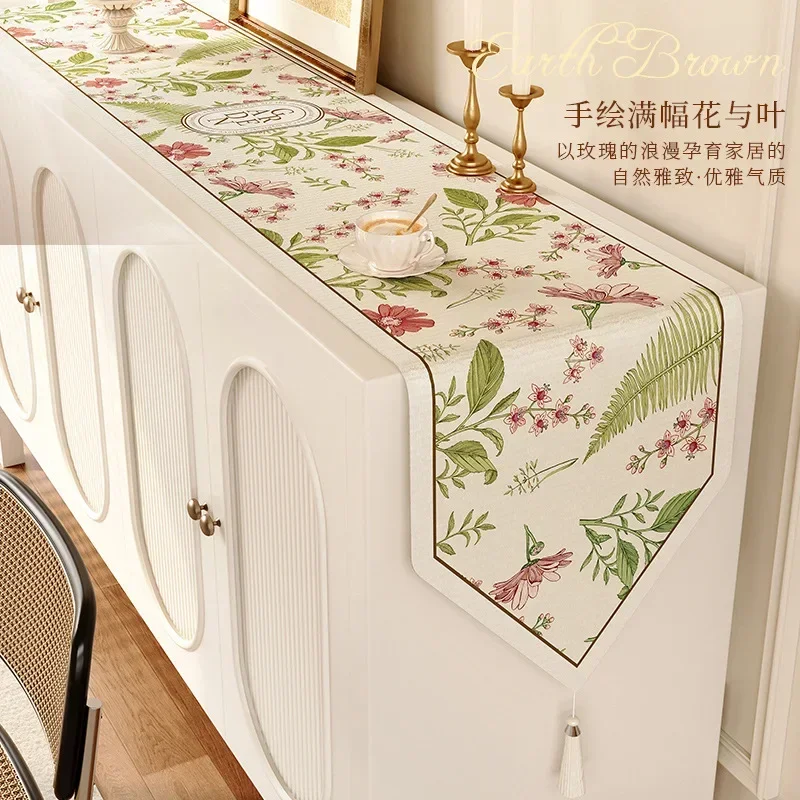 Роскошная жаккардовая скатерть с кисточками 30x180 см для стола длинными полосками