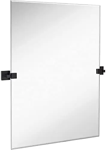 

inch Pivot Mirror Including Brushed Gold Squared Brackets | Frameless Bathroom Mirror | Rectangular Adjustable & Tilting V