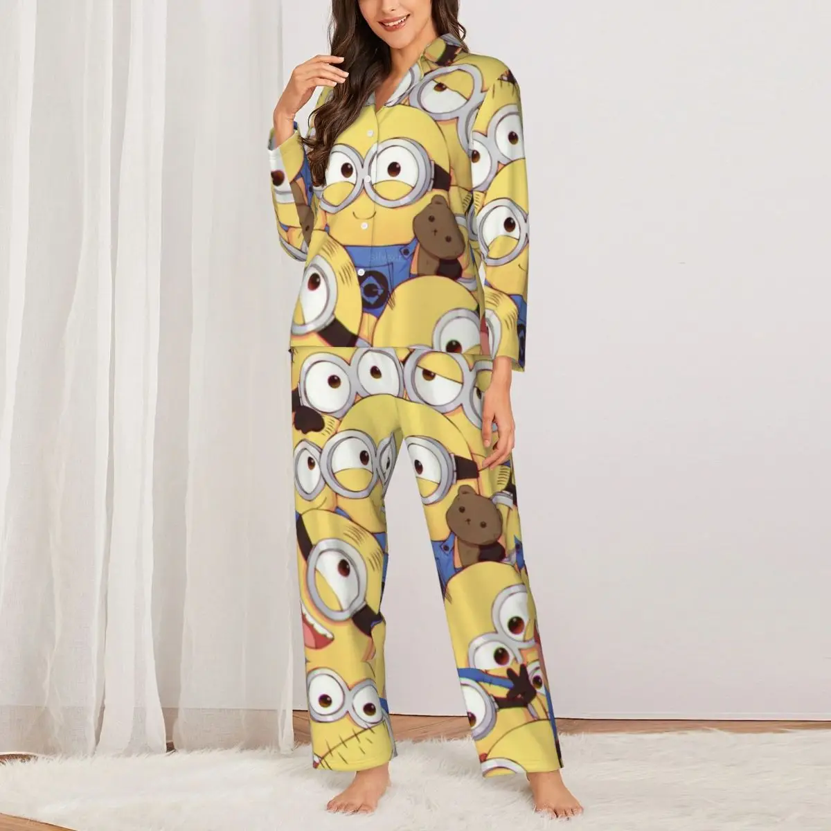 Женский пижамный комплект Minions из 2 предметов для женщин повседневный костюм с