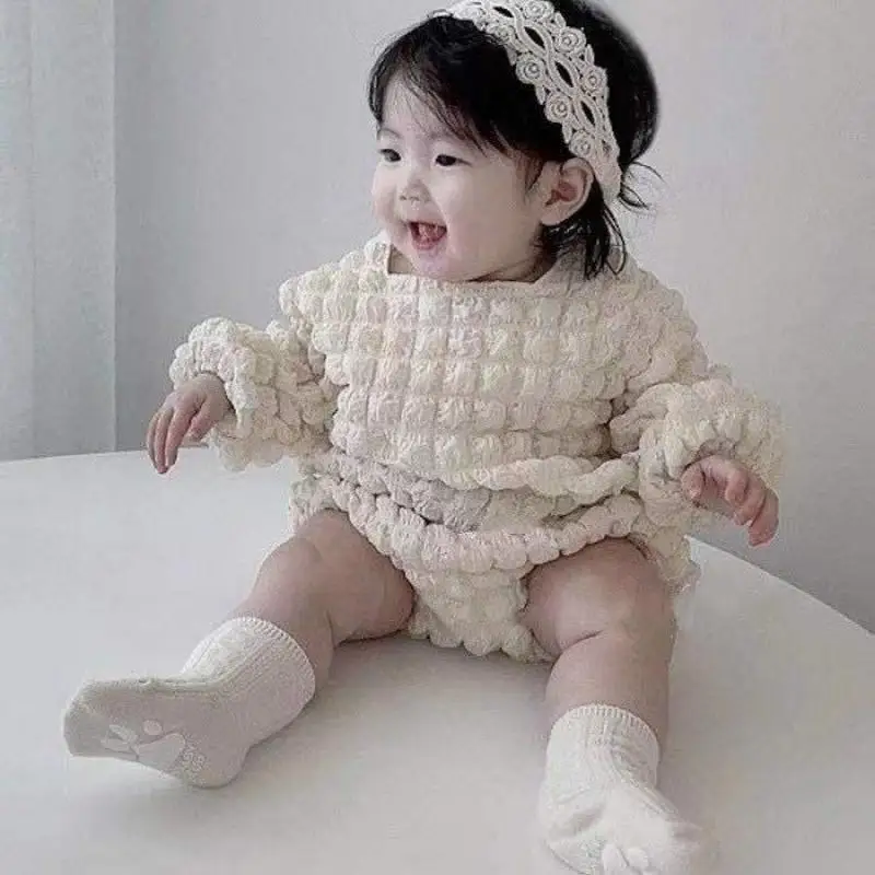 Autumn New Baby Long Sleeve Clothes Set Newborn Solid Bubbles Tops + Shorts For Boys 2pcs Suit Infant Girl Casual Outfits 0-24M