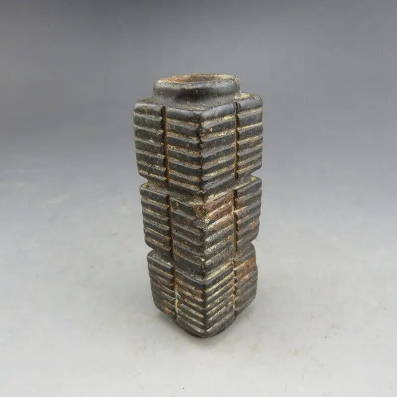 

Chinese jade,Hongshan culture,Black magnet,jade,cong,pendant