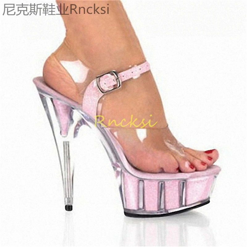 

15cm Joker high heel sandals women's black stiletto fashion sandals fashion