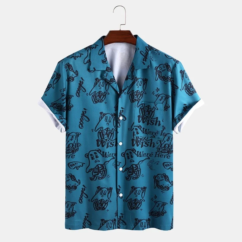 

Men's Shirts 2022 Summer New Short Sleeve Men's Printed Shirts Casual Fashion Lapel Camisas Para Hombre