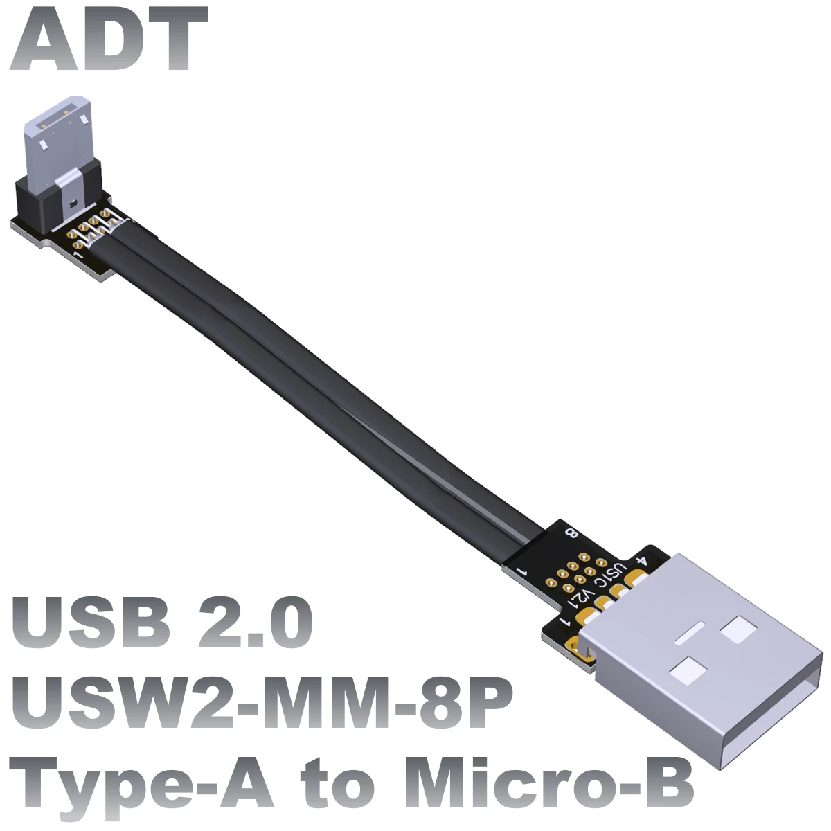 

USB 2,0 супертонкий короткий плоский Штекерный разъем под углом к Micro-B USB OTG Высокоточный источник питания кабель передачи данных ADT под заказ