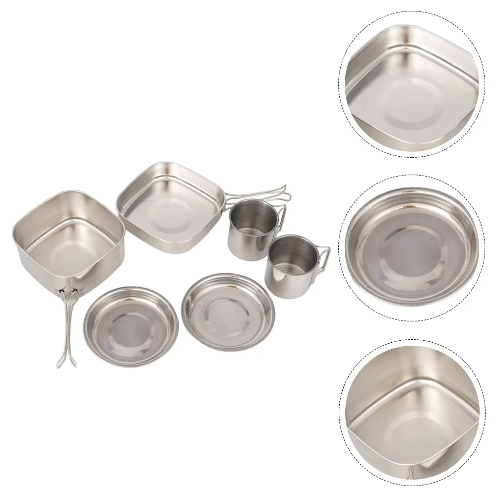 

1 Set Camping Cookware Portable Backpacking Cook Gear Pot Pan Set (Silver)