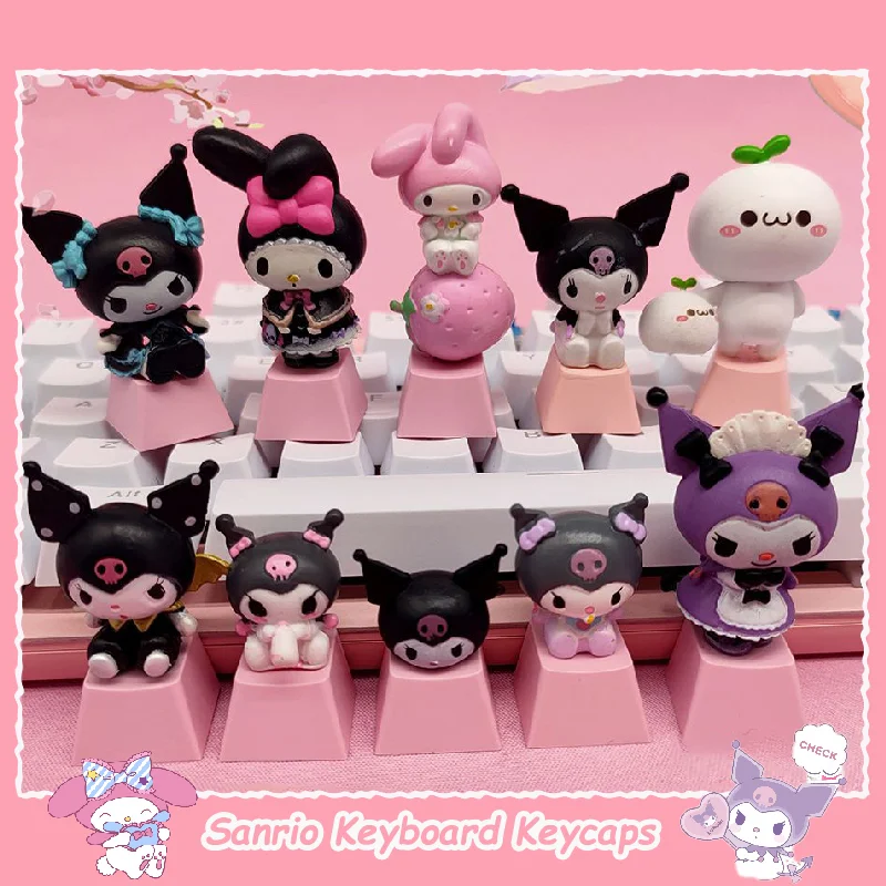 

Kawaii Sanrio Kuromi My Melody Cartoon Keycaps Cartoon Cute Creative ESC Mechanical Keyboard DIY Keycaps Keyboard Accessories