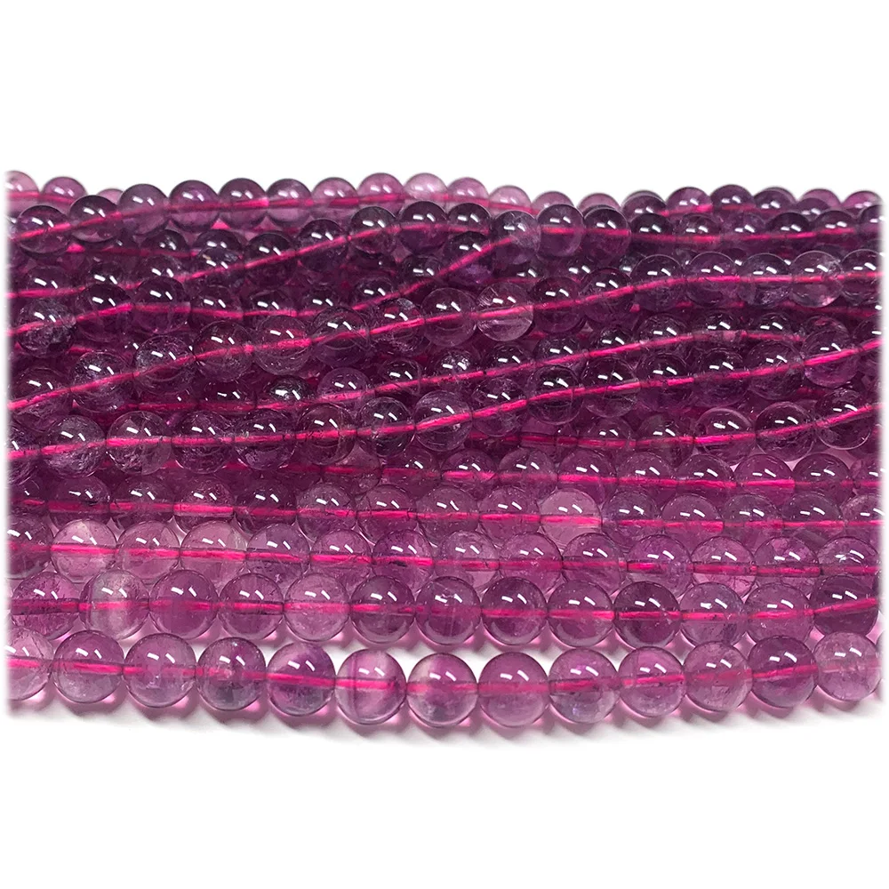 Натуральные фиолетовые розовые флюоритовые круглые бусины Veemake полудрагоценные