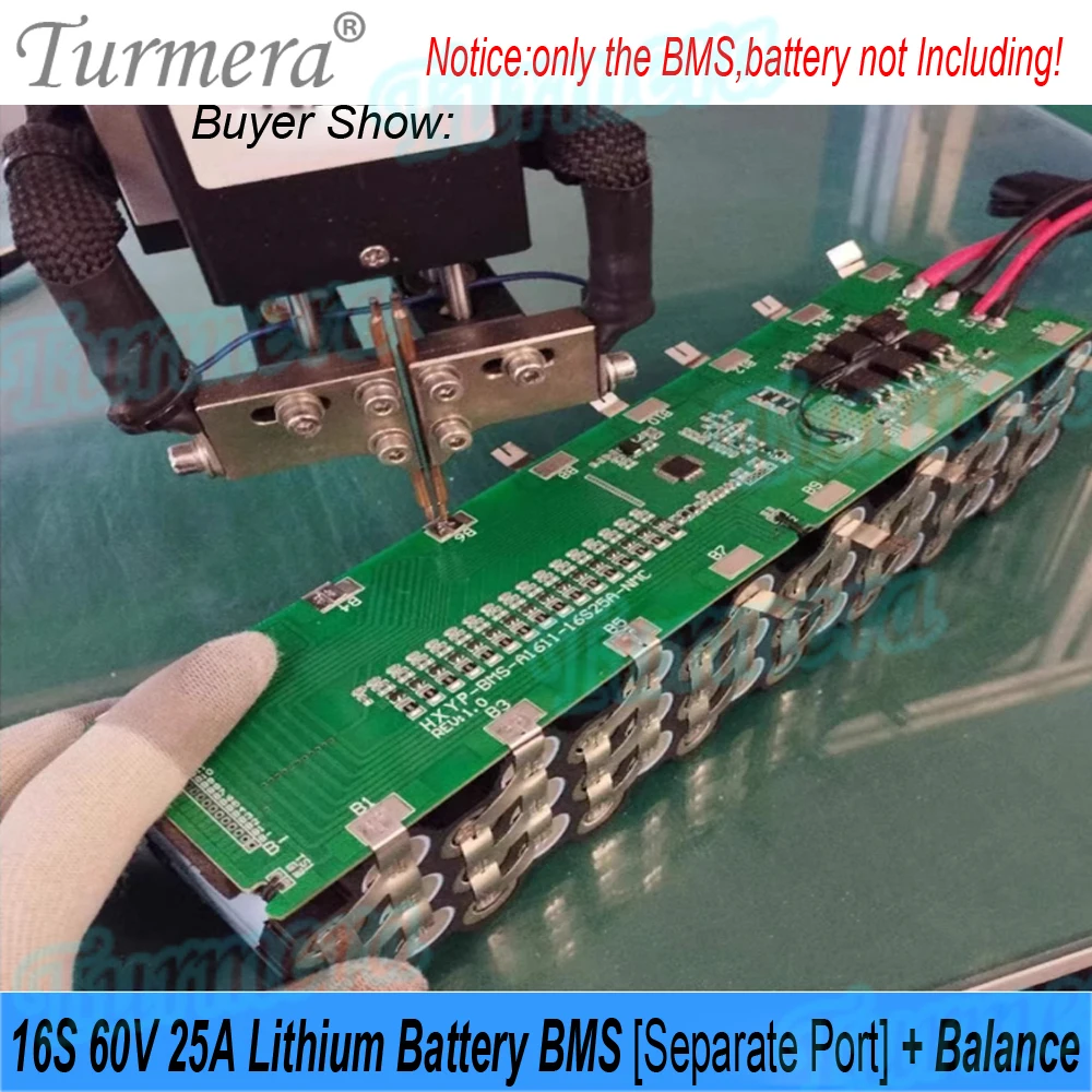 Turmera 16S 60V 25A литиевая батарея BMS с отдельным портом и балансовой сварочной платой для 18650 21700 Diy E-Scooter E-Bike Batteries (art.: 3920cb4eae5b6) - 3920cb4eae5b6