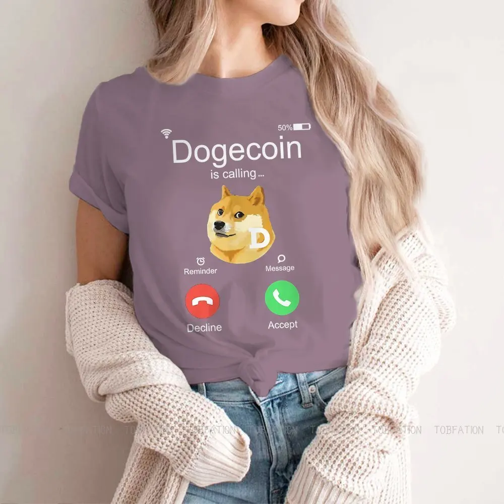 

Dogecoin Is Calling Funny Crypto Doge Fashion TShirts Calling Meme Female 4XL Harajuku Pure Cotton Tops T Shirt O Neck Oversized