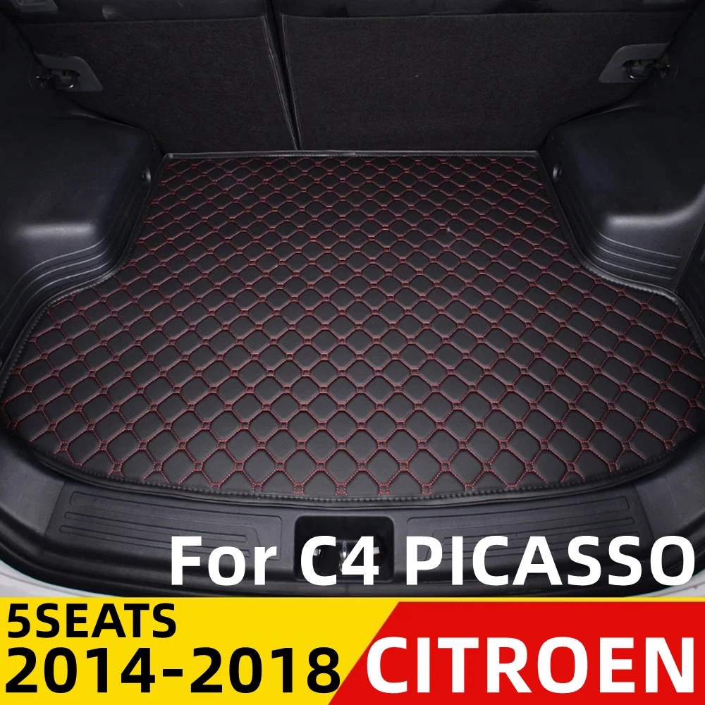 

Коврик для багажника автомобиля Citroen C4 PICASSO, 5 сидений, 14-2018, плоский боковой водонепроницаемый задний Чехол для груза, коврик, задние аксессуары, подкладка для багажника