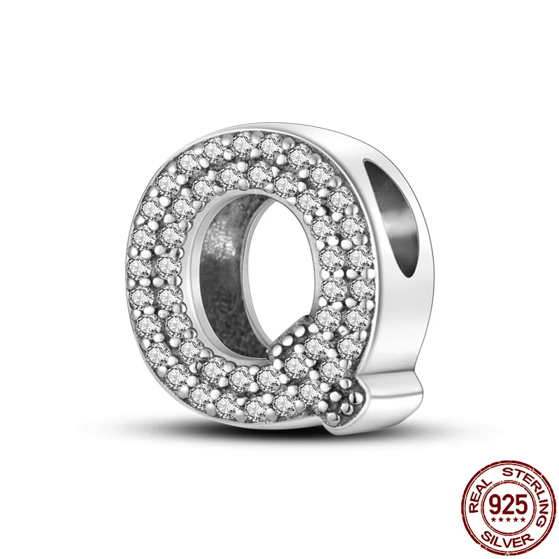 

925 оригинальные Подвески plata of ley, размер 3 мм, 925 оригинальный браслет, серебряные буквы серии Q, бусины, подвеска «сделай сам»