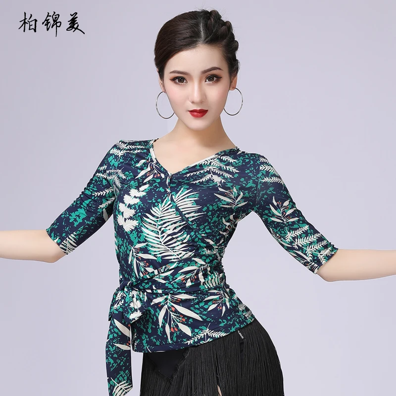 Топ женский для латиноамериканских танцев одежда взрослых с рукавом средней