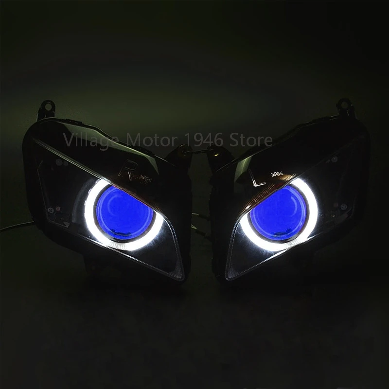 

Motorcycle Headlight Head Lamp Light with HID White Angel Eye Blue Devil Eye Assembly Fits for Honda CBR 600RR F5 2007-2012