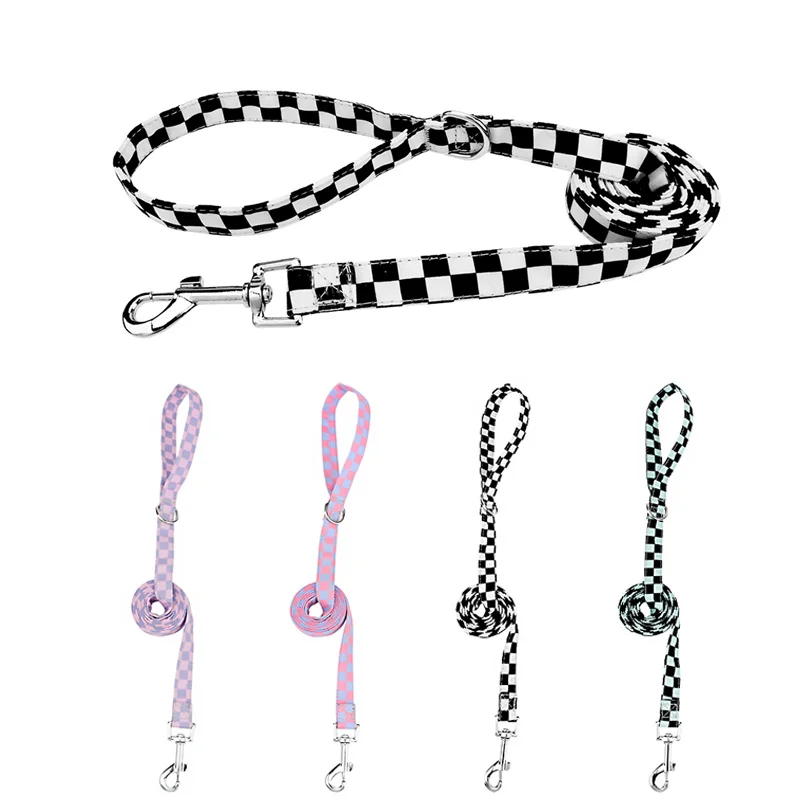 

Поводок для собак на открытом воздухе, Модный безопасный поводок в клетку, с индивидуальной пряжкой, для дрессировки, для маленьких и средни...