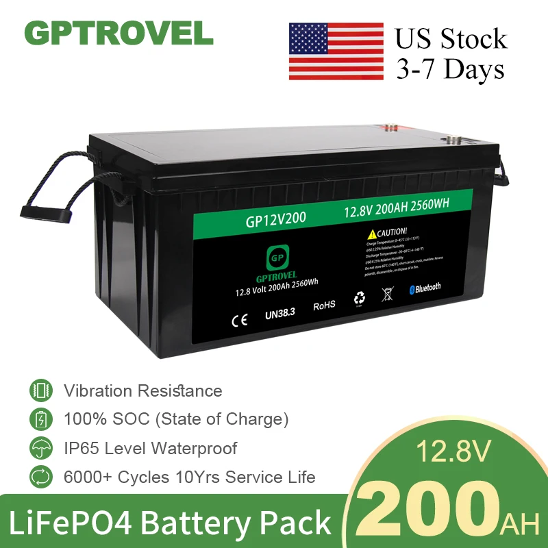 

Deep Cycle Brand New Grade A 12.8V 100Ah 200Ah LiFePO4 Battery Pack Built-in BMS 100% Full Capacity Rechargeable Lithium Ion