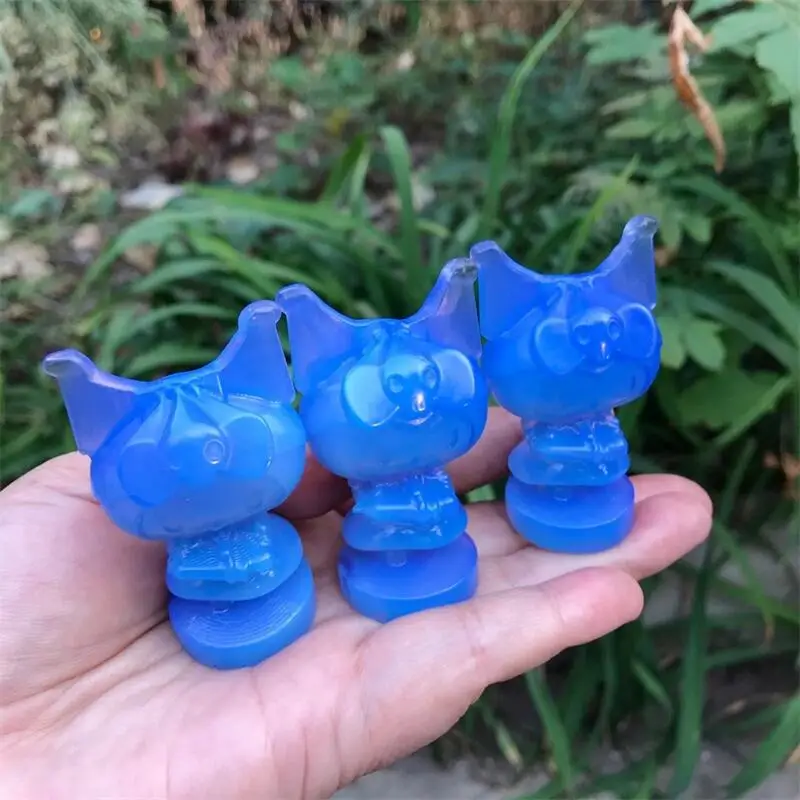 

High Quality Blue Opalite Hand-carved Cartoon Polished Crystal Home Decor Creative Christmas Gifts For Kids 1pcs