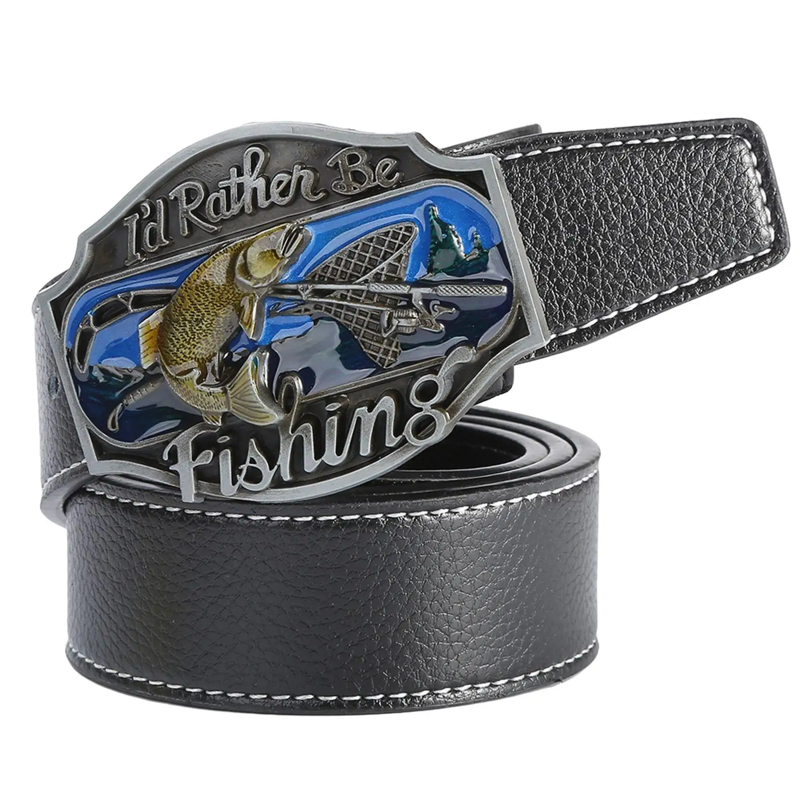 

Fashion Mens Artificial Leather Belt with Buckle Adjustable Waistbelt Decoration Black Waistband Pants Jeans Western Belts