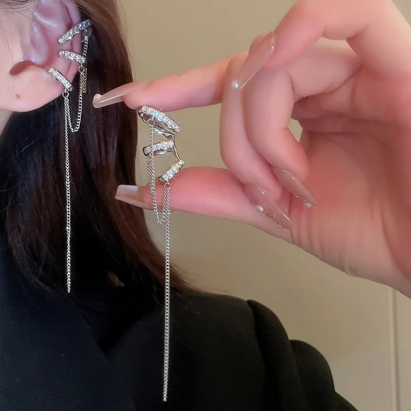 1 шт. непирсинг для женщин серебряный цвет Kpop новинка кисточки Длинные Поддельные