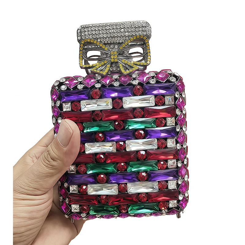 Дизайнерские сумки со стразами флакон духов кристаллы клатч вечерняя сумка