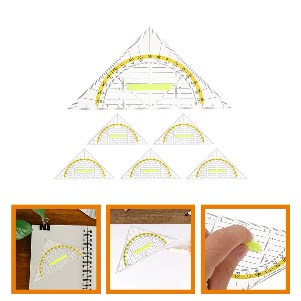 

6 Pcs Stationery Measure Rulers Measurement Tools Geometry Triangle Plastic Kit Drawing Office