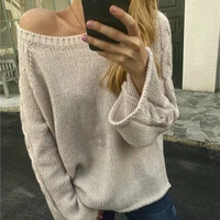black beige sexy knitted o neck sweater loose oversize sweater women pullover flare sleeve thin sweaters knitted autumn knitwear