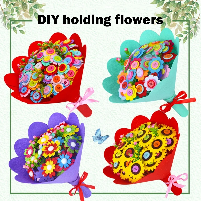 

Букет цветов ручной работы для детей, креативный Материал «сделай сам» для детских поделок, развивающие игрушки, подарок для матери различн...