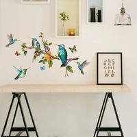 two piece colorful butterfly branch bird wall sticker living room tv background wall personalized decorative wall sticker