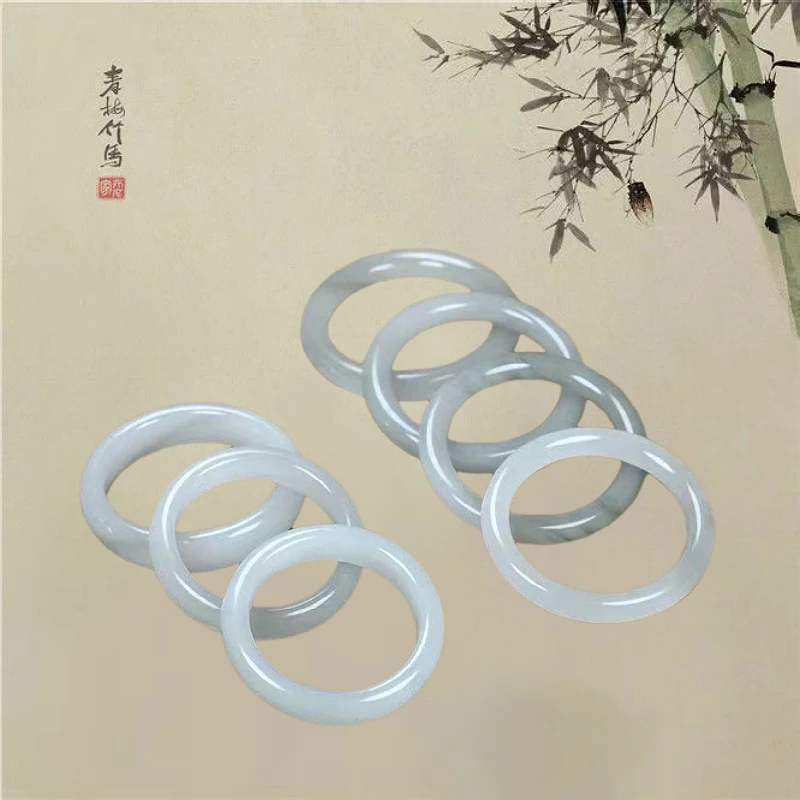 Натуральный нефритовый белый браслет с лунным светом серый ледяной Изумрудный