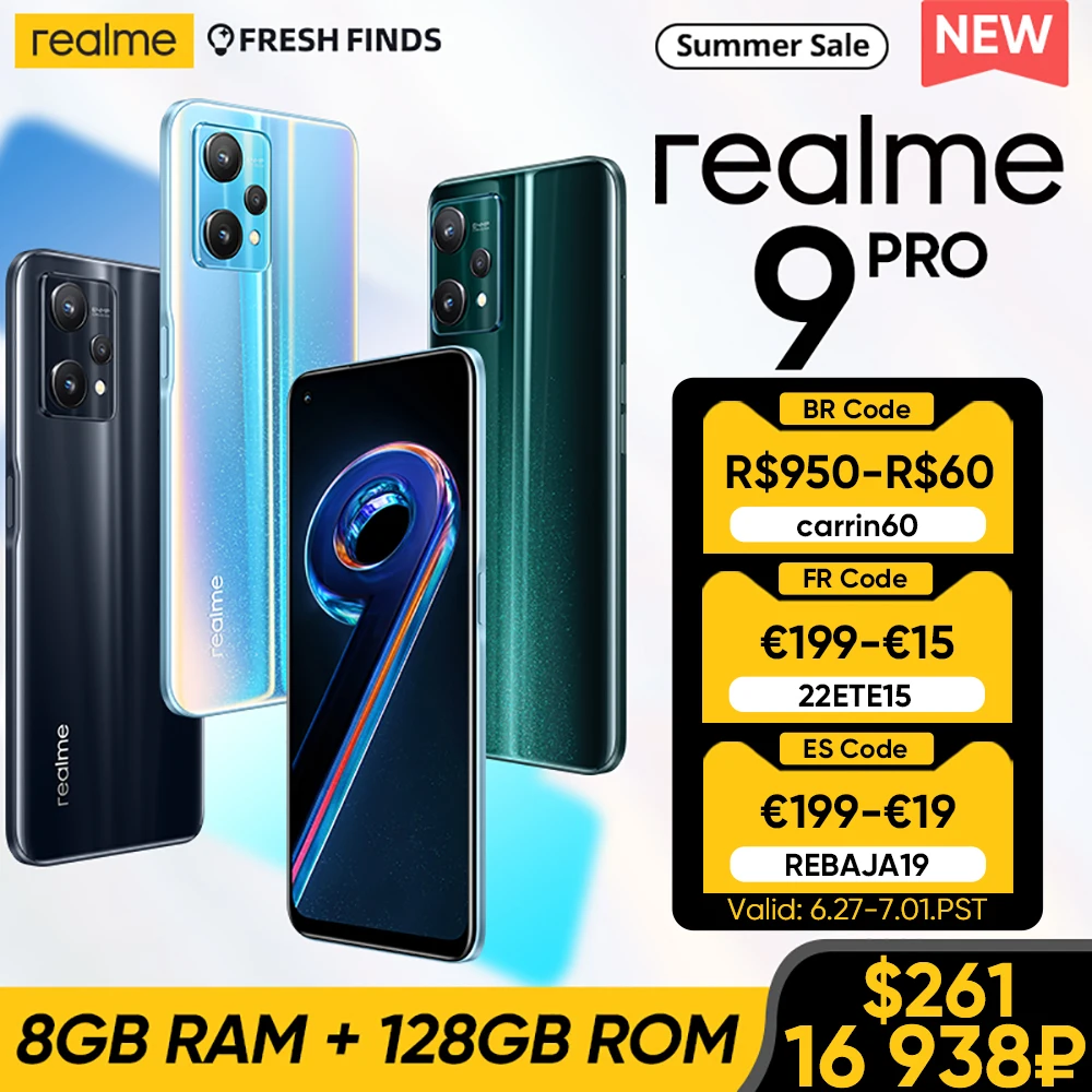  Мировая премьера Realme 9 Pro 5G Мобильный телефон 8 ГБ ОЗУ 128 ГБ ПЗУ смартфон 6,6-дюймовый дисплей FHD+ 120 Гц Qualcomm Snapdragon 695 5G 