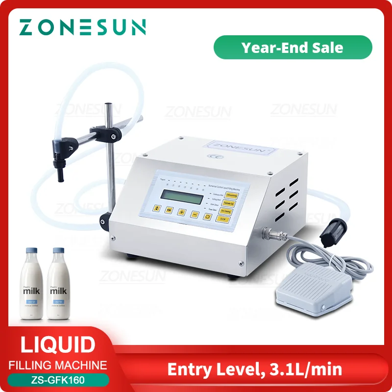 

ZONESUN Liquid Filling Machine Digital Control Water Drink Perfume Juice Milk Small Bottle Jar Diaphragm Pump ZS-GFK160