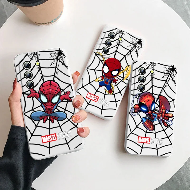 

Marvel Superhero Spiderman For Samsung Galaxy S23 S22 S21 S20 FE Ultra Plus S10 Lite 5G Liquid Rope Phone Case