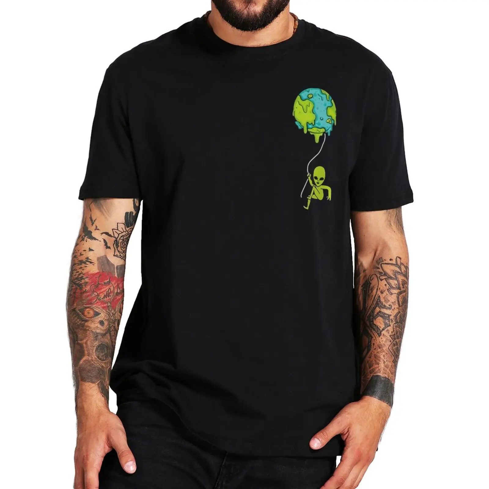 

Cute Alien To Earth T Shirt Funny Planet Space Lovers Graphic Tee Tops Summer Soft Unisex Cotton Oversized EU Size T-shirt