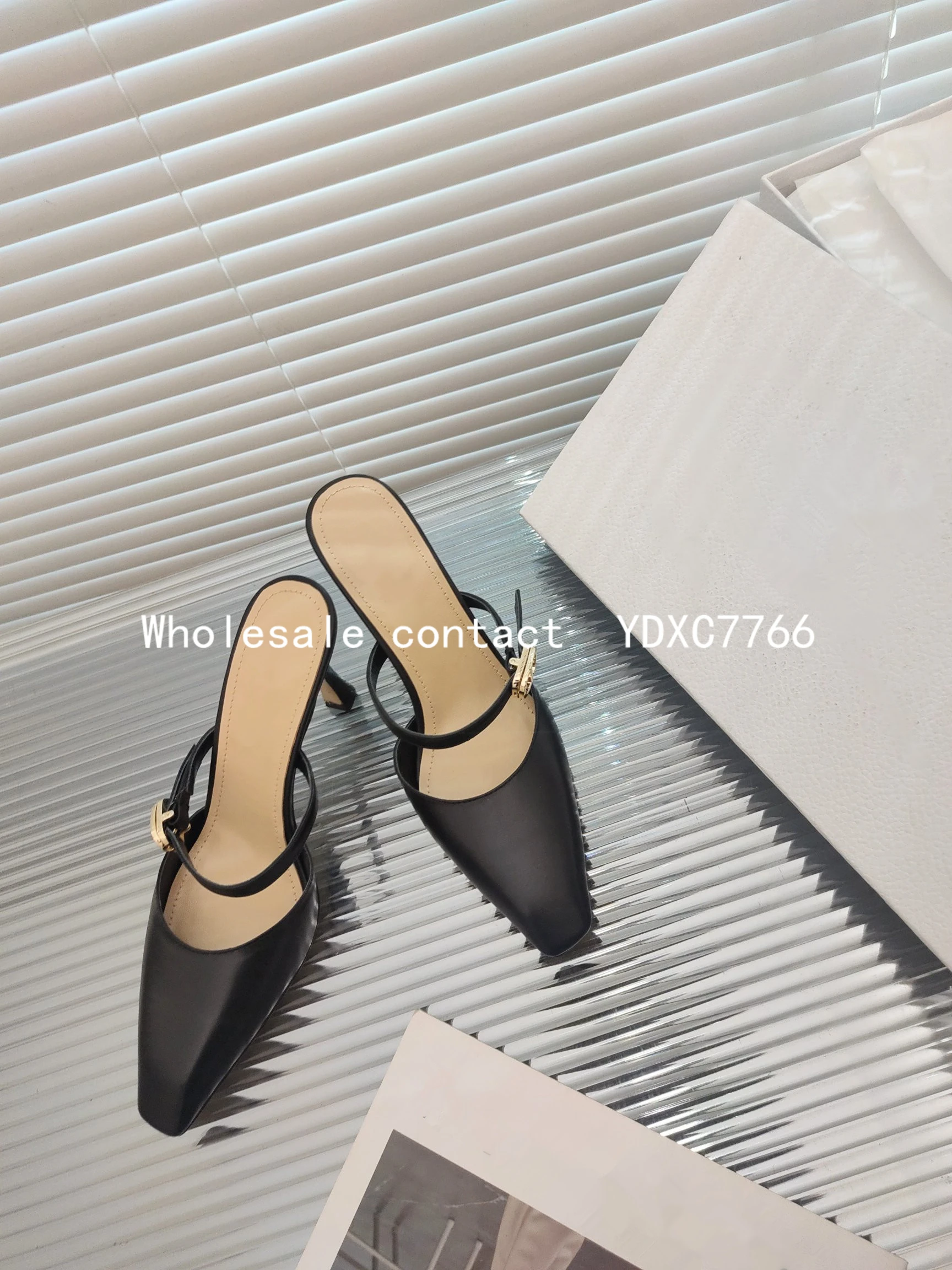 New style Baotou semi slippers women's 2022 summer fashion Korean version European and American sexy pointed high heels sandals