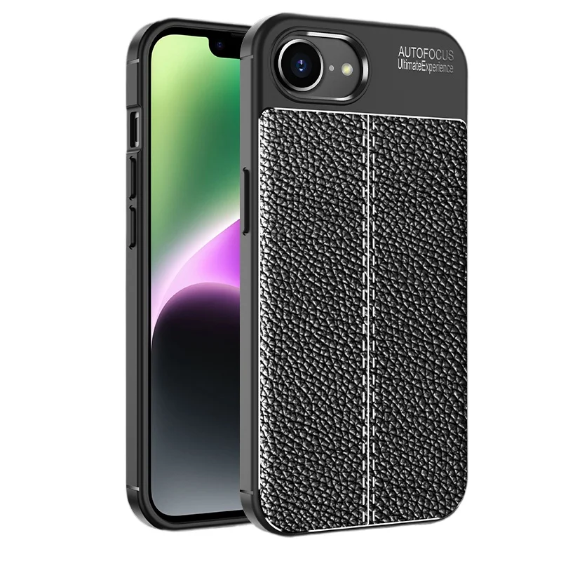 Для iPhone 16E чехол из мягкого ТПУ с узором личи кожаный защитный для камеры защитой