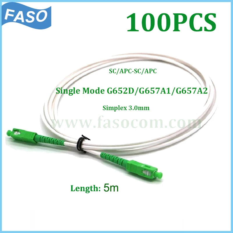 

Фасо 100 штук 5 м белый SC/APC для SC/APC SX шнур для оптоволокна SM G652D/G657A1/G657A2 3,0 мм