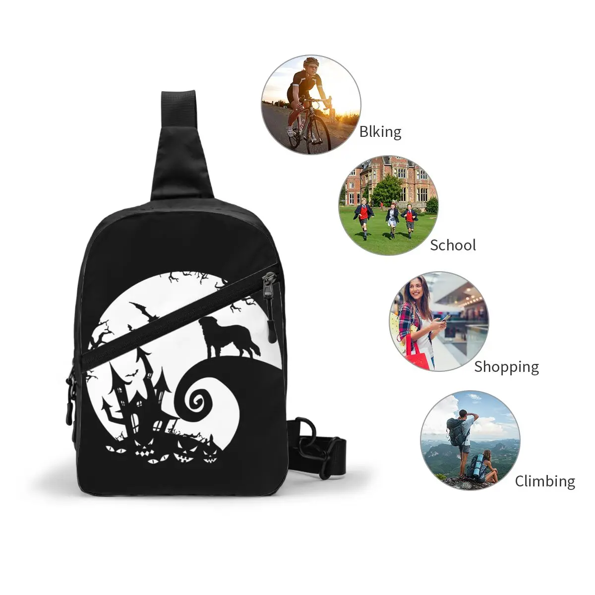 Saint Bernard Dog And Moon Хэллоуин нагрудная сумка мужской рюкзак через плечо дорожный