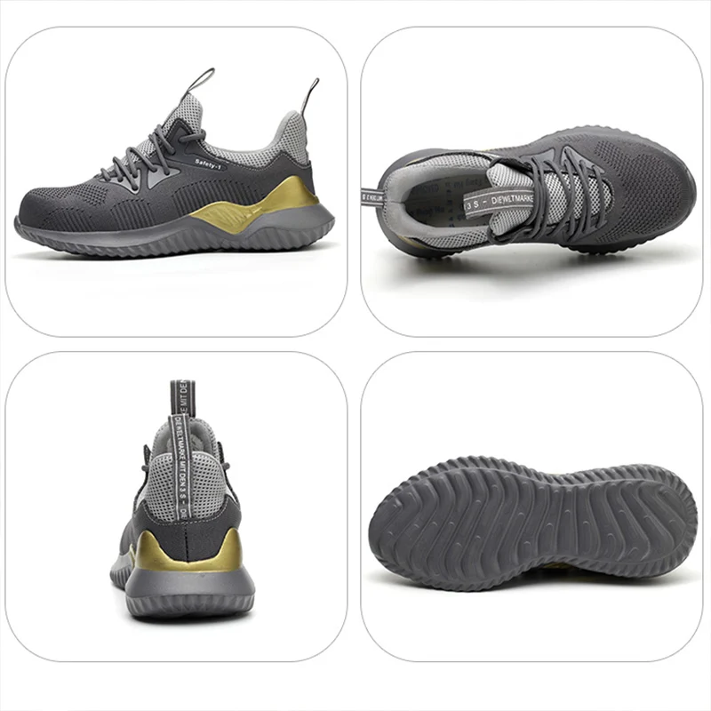

Safety Work Shoes Boots for Men Steel Toe Cap Anti-Smashing Protective Construction Safety Work Sneakers Comfortable and Casual