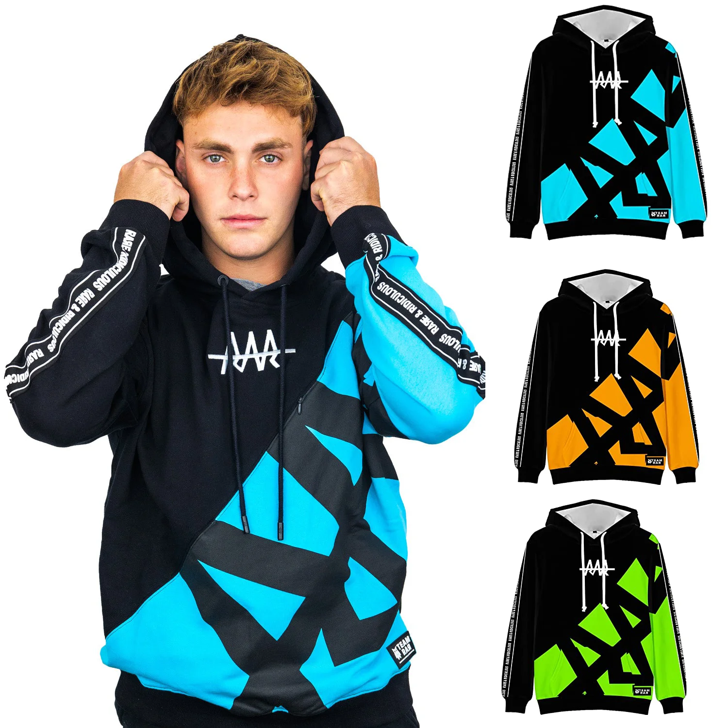

Team Rar Color Block Blue Orange Green Pink New Logo Merchandise Men's/Women's Hoodie Long Sleeve Harajuku Men's Hoodie