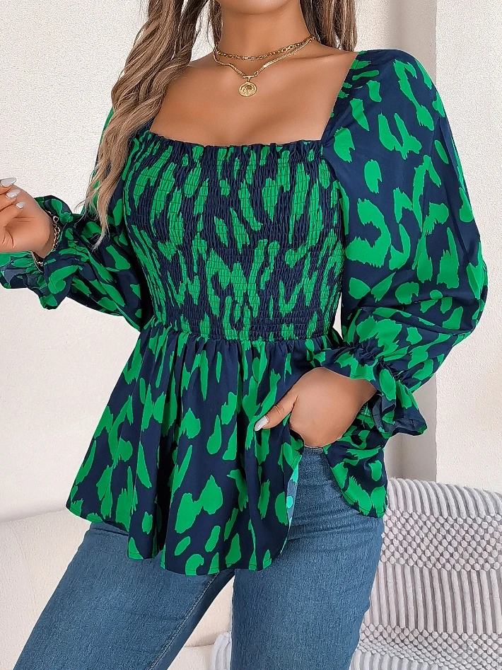 Женские блузки тренд 2024 элегантная шифоновая блузка с квадратным воротником и