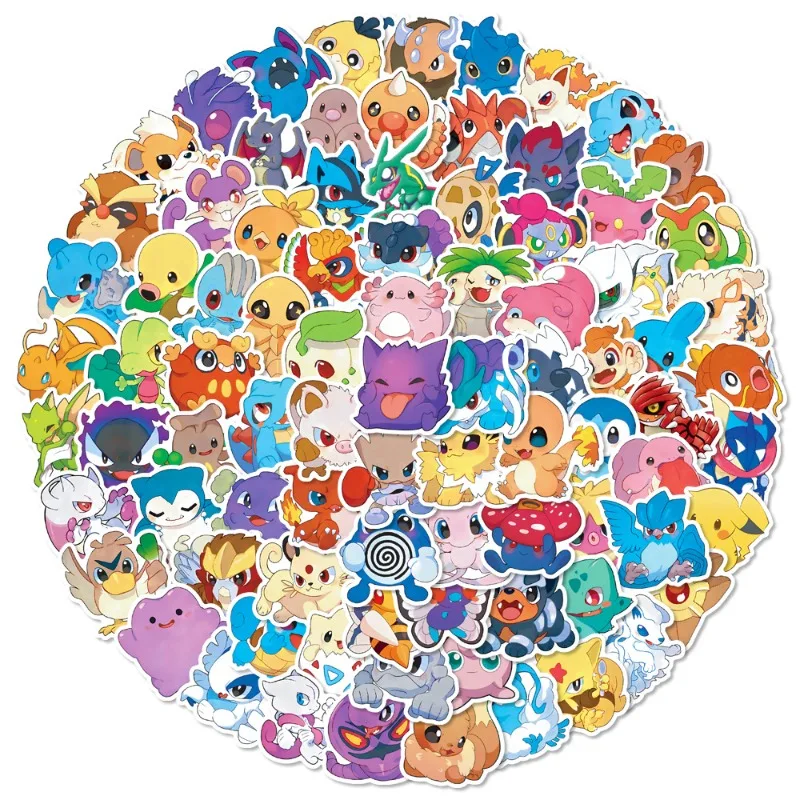 

50/100PCS Pokemon Stickers Skateboard Stickers for Kids Laptop Cute Anime Children's Pack Waterproof Cool Funny Suitcase Classic
