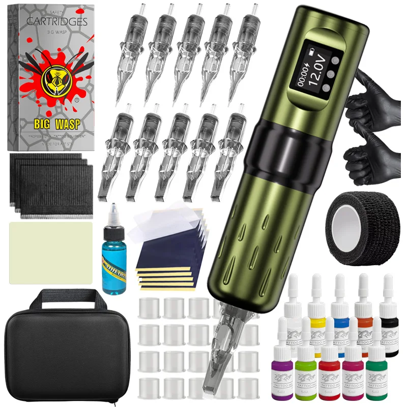 Новый комплект тату-машины полный беспроводной роторный набор ручек с мощностью