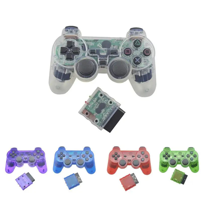 

Transparent Color Game Controller For Sony Ps2 Wireless Lightweight Gamepad 2.4ghz Vibration Controle Gamepad For Playstation 2