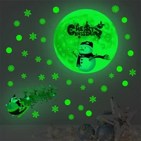 luminous santa claus reindeer glow in the dark moon and snowflake for ceiling creative merry christmas wall stickers decoration