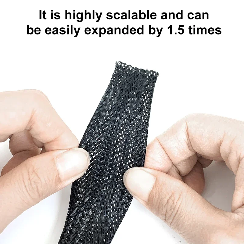 5/10 м высокая плотность черный ПЭТ расширяемая плетеная втулка 2 4 6 8 10 12 14 16 18 20 25 30