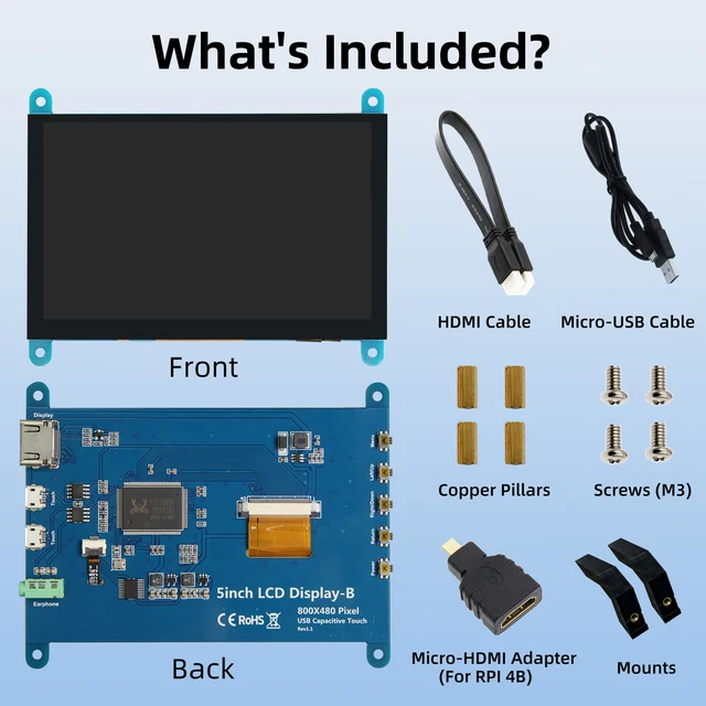 iPistBit 5-дюймовый сенсорный HDMI монитор для Raspberry Pi | AliExpress