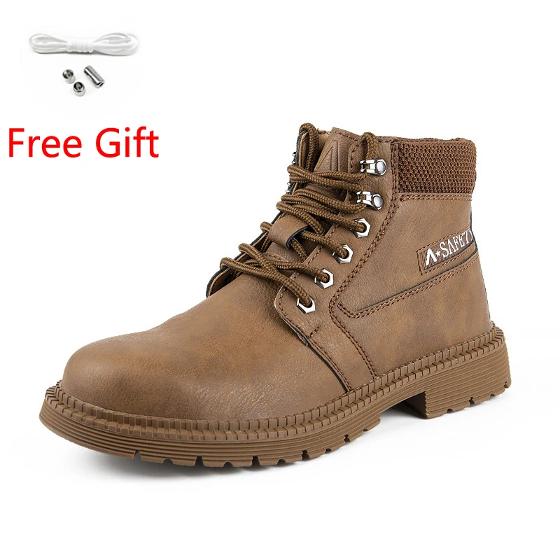 

2022 Work Safety Shoes Men Steel Toe Anti-puncture Indestructible Safety Boots Kevlar Insole Suede Leather Upper Work Sneakers