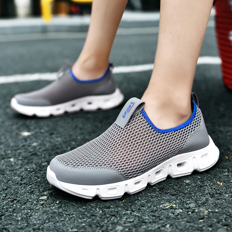 Unisex Sneakers Men Women Walking Shoes Mesh Breathable Flats Slip on Couple Casual Trekking Shoes