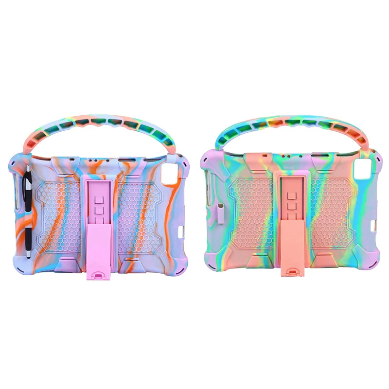 

2Set Case For Teclast M40 P20HD P20 10.1 Inch Tablet Silicone Case Tablet Stand With Handle (Purple Pink&Colorful Pink)