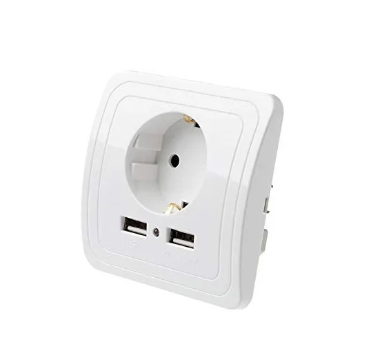 EU Plug Socket Dual USB Port Socket Wall Charger Adapter Charging 2A Wall Charger Adapter Outlet White Pop Sockets Ce