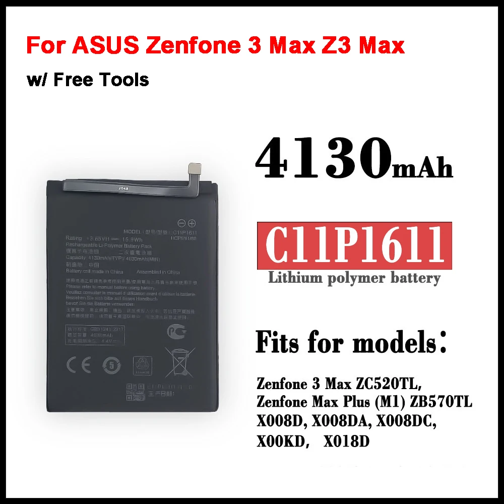 

C11P1611 4130mAh Original Battery For ASUS Zenfone 3 Max Z3 Max ZC520TL ZB570TL X018DC X008DB PegASUS 3 X008 X008D Batteries